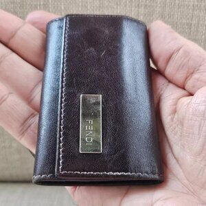 FENDI Keychain Brown Leather 6 Rings Keys Holder Keys Fob Bag Made in Italy